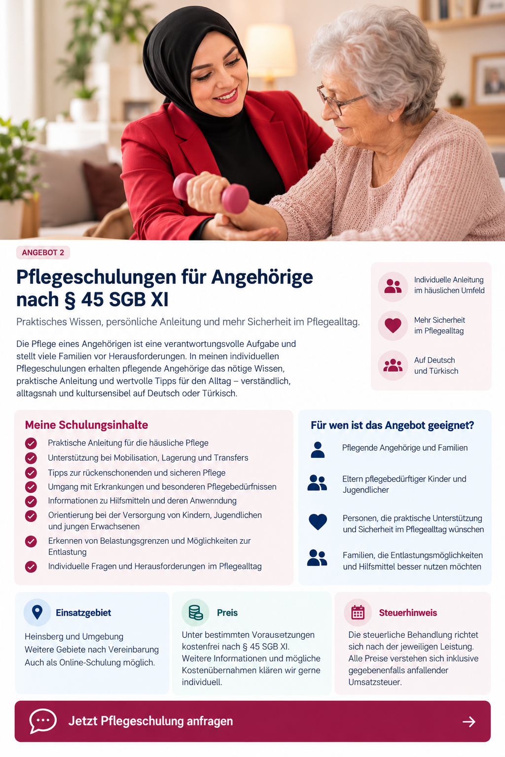 Pflegeschulungen für Angehörige – sicher pflegen zu Hause